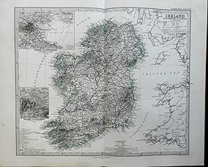 Ireland Dublin Lakes of Killarney Connaught Munster 1875 Stieler detailed map