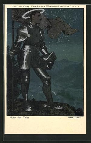 Bild des Verkufers fr Knstler-Ansichtskarte Hans Thoma: Hter des Tales bei sternklarer Nacht zum Verkauf von Bartko-Reher