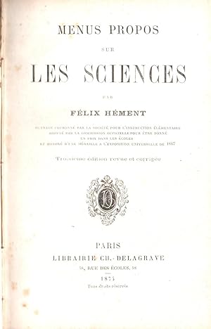 Image du vendeur pour Menus propos sur les sciences mis en vente par JP Livres