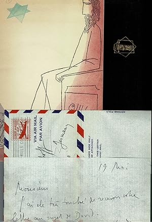 Eigenhändiger Brief mit U. "Milhaud". Schwarze Tinte auf vorgedrucktem Luftpostleichtbrief (Aérog...