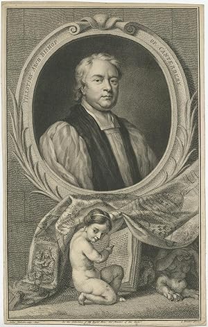 Antique Portrait of John Tillotson by Houbraken (c.1750)