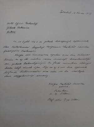Autograph letter signed 'Prof. Hilmi Ziya Ülken'.