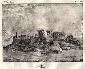 Bild des Verkufers fr Ansicht der Tempelruinen auf der Nilinsel. zum Verkauf von Antiquariat Clemens Paulusch GmbH