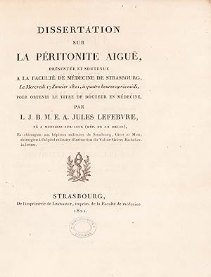 Immagine del venditore per Dissertation sur la pritonite aige. venduto da Librairie de l'Amateur