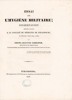 Seller image for Essai sur l'hygine militaire. for sale by Librairie de l'Amateur