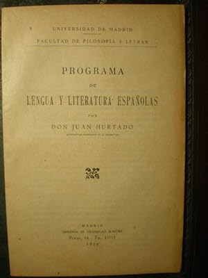 Seller image for Programa de Lengua y Literatura Espaolas por Don Juan Hurtado for sale by Librera Antonio Azorn