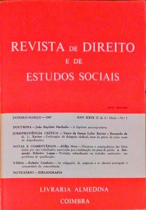 Seller image for REVISTA DE DIREITO E DE ESTUDOS SOCIAIS. [1987] for sale by Livraria Castro e Silva