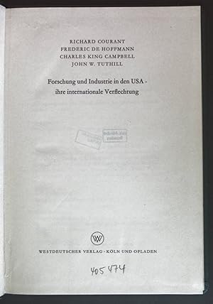 Imagen del vendedor de Forschung und Industrie in den USA - ihre internationale Verflechtung. a la venta por books4less (Versandantiquariat Petra Gros GmbH & Co. KG)