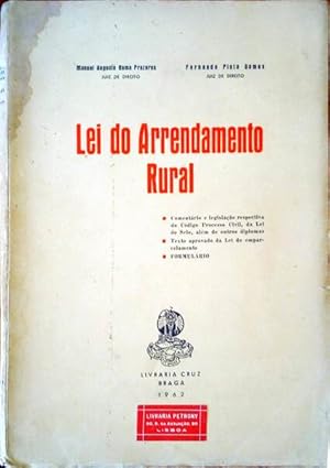 Bild des Verkufers fr LEI DO ARRENDAMENTO RURAL. zum Verkauf von Livraria Castro e Silva