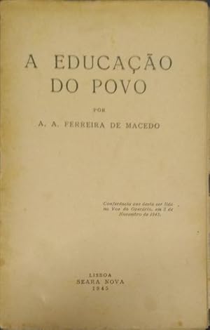 Bild des Verkufers fr A EDUCAO DO POVO. zum Verkauf von Livraria Castro e Silva
