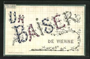 Carte postale Vienne, un Baiser avec glitzenden des fleurs