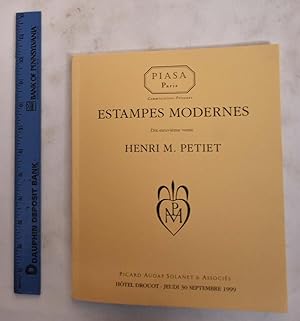 Image du vendeur pour Estampes Modernes, XIX: Dix-Neuvieme Vente, Henri M. Petiet, Hotel Drouot Jeudi 30 Septembre 1999 mis en vente par Mullen Books, ABAA