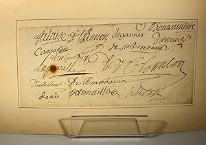 Portion de manuscrit comportant des signatures apposées juste avant le siège de 1710 à Port-Royal...