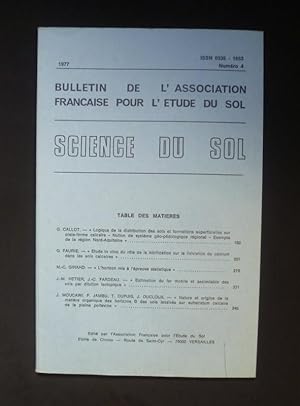 Imagen del vendedor de Bulletin de l'association franaise pour l'tude du sol - Science du sol -1977 numro 4 a la venta por Abraxas-libris