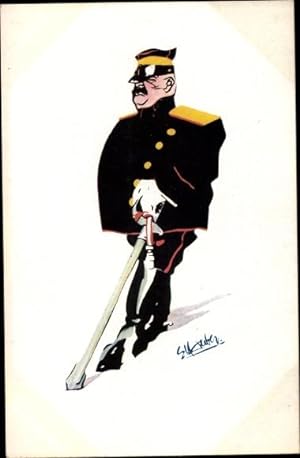 Künstler Ansichtskarte / Postkarte Schweiz, Karikaturenverlag Zürich, Soldat in Uniform, Colonel