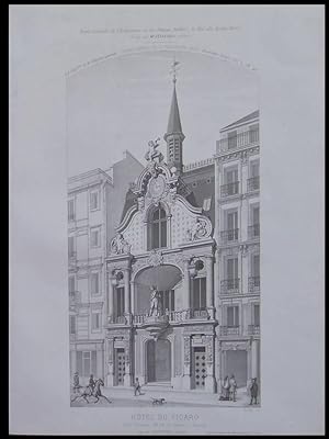 PARIS, HOTEL DU FIGARO, 26 RUE DROUOT - 1874 - GRAVURE ARCHITECTURE - SAUFFROY