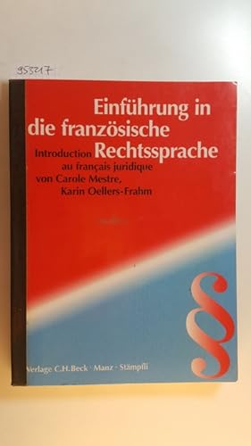 Seller image for Introduction au franais juridique = Einfhrung in die franzsische Rechtssprache for sale by Gebrauchtbcherlogistik  H.J. Lauterbach