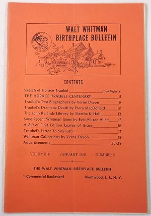 Image du vendeur pour Walt Whitman Birthplace Bulletin. Volume II, Number 2 - January 1959 mis en vente par Resource Books, LLC