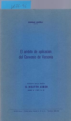 Imagen del vendedor de EL AMBITO DE APLICACION DEL CONVENIO DE VARSOVIA a la venta por Libreria 7 Soles