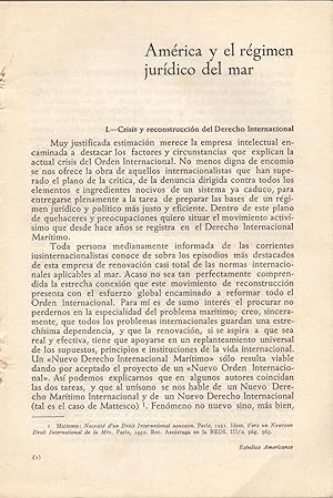 Imagen del vendedor de AMERICA Y EL REGIMEN JURIDICO DEL MAR (EXTRAIDO ORIGINAL DEL AO 1957, ESTUDIO COMPLETO TEXTO INTEGRO) a la venta por Libreria 7 Soles