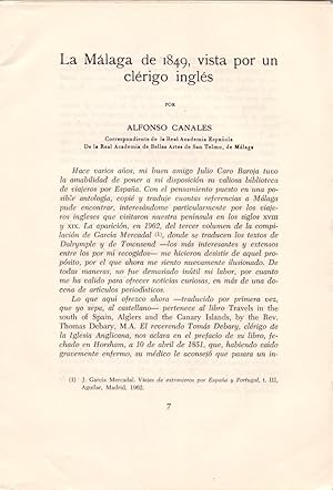 Bild des Verkufers fr LA MALAGA DE 1849, VISTA POR UN CLERIGO INGLES (EXTRAIDO ORIGINAL DEL AO 1969, ESTUDIO COMPLETO TEXTO INTEGRO) zum Verkauf von Libreria 7 Soles