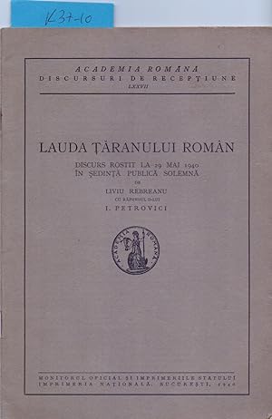 Imagen del vendedor de LAUDA TARANULUI ROMAN - DISCURS ROSTIT LA 29 MAI 1940 IN SEDINTA PUBLICA SOLENNA) a la venta por Libreria 7 Soles
