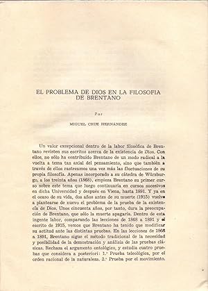 Imagen del vendedor de EL PROBLEMA DE DIOS EN LA FILOSOFIA DE BRENTANO (EXTRAIDO ORIGINAL DEL AO 1950, ESTUDIO COMPLETO TEXTO INTEGRO) a la venta por Libreria 7 Soles