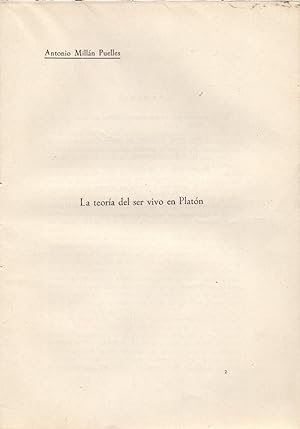 Image du vendeur pour LA TEORIA DEL SER VIVO EN PLATON (EXTRAIDO ORIGINAL DEL AO 1950, ESTUDIO COMPLETO TEXTO INTEGRO) mis en vente par Libreria 7 Soles