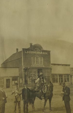 Canada BC Kamloops? Group Horse L.B. Cochran Grocery Store Old Photo 1904