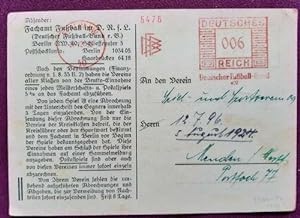 Postkarte des DFB (Deutscher Fußball-Bund) Absender: Fachamt Fußball im D.R.f.L., Berlin, Schlief...