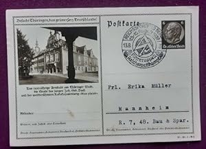 Bild-Postkarte / Ganzsache mit 6Rpf schwarz (Abb. Arnstadt + sauberer Stempel "Reichssportfeld Be...