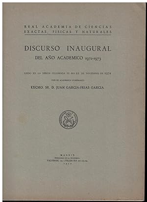 Imagen del vendedor de Discurso inaugural del ao acadmico 1972- 1973. Los elementos numricos de n Dimensiones a la venta por Librera Santa Brbara