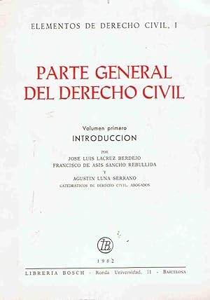 Imagen del vendedor de Elementos de Derecho Civil, I. PARTE GENERAL DEL DERECHO CIVIL. 3 Vols a la venta por Librera Torren de Rueda