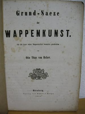 Bild des Verkufers fr 1855 Grund-Saeze der Wappenkunst + niederl. Handschrift: Verklaring der Figuren. zum Verkauf von Kunsthandlung Rainer Kirchner