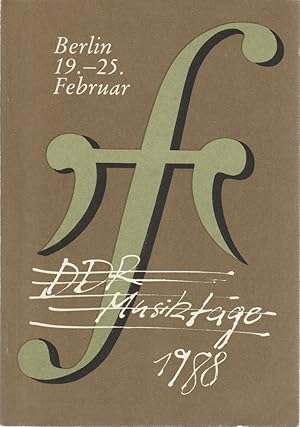 Seller image for Programmheft DDR MUSIK-TAGE 19. bis 25. Februar 1988 for sale by Programmhefte24 Schauspiel und Musiktheater der letzten 150 Jahre