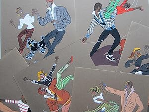 A set of 6 watercolours of Rock n Roll dancers.