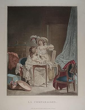 Seller image for La Comparaison. Farbkupferstich (Aquatinta) nach Nicolas Lavrince (1737-1807). Paris, Janinet 1787, 36,5 x 29 cm (49 x 38 cm Blattgr.) for sale by Antiquariat Johannes Mller