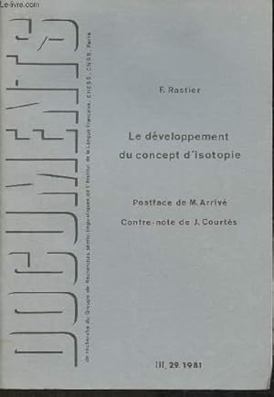 Imagen del vendedor de Documents de recherche nIII, 29 1981 - Le dveloppement du concept d'isotopie a la venta por Le-Livre