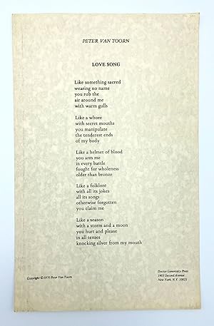 Imagen del vendedor de Love Song [Broadside] a la venta por Riverrun Books & Manuscripts, ABAA