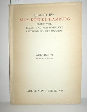 Bild des Verkufers fr Bibliothek Max Kpcke - Hamburg (Erster Teil) zum Verkauf von Antiquariat Zinnober