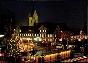 Bild des Verkufers fr Ansichtskarte / Postkarte Fellbach in Baden Wrttemberg, Weihnachtsmarkt an der Lutherkirche, Nacht zum Verkauf von akpool GmbH