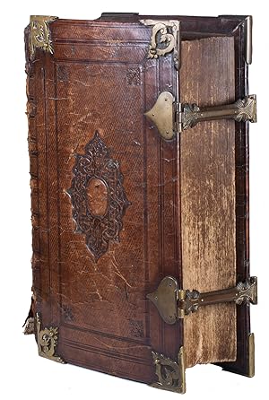 Seller image for Biblia, dat is de gantsche H. Schrifture, vervattende alle de Canonijcke Boecken des Ouden en des Nieuwen Testaments. Dordrecht, Hendrick, Jacob and Pieter Keur; Amsterdam, Marcus Doornick and Pieter Rotterdam, 1702. Large folio (42.5 x 27 cm). With engraved title-page, 2 letterpress title-pages with woodcut printer's device, 1 half-title, double-page engraved world-map, 5 double-page engraved maps and 1 plan, 51 engraved plates with 6 illustrations each, the latter by Lamberecht Caus and Nicolaas Gommerse. Contemporary blind-tooled calf over wooden boards, with brass cornerpieces, clasps and catches. for sale by ASHER Rare Books