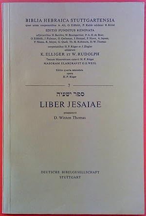 Bild des Verkufers fr Liber Jesaiae, Biblia Hebraica Stuttgartensia, 7 zum Verkauf von biblion2