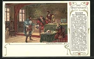 Ansichtskarte Das Postwesen, Botenpost des Mittelalters