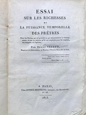 Essai sur les richesses et la puissance temporelle des pretres chez le nations qui ont précédé ou...