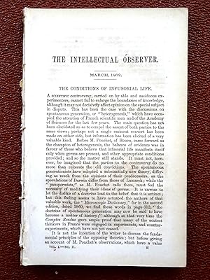 Immagine del venditore per The Intellectual Observer. Vol I. No 2. 1862 March, Review of Natural History, Microscopic Research, and Recreative Science. inc Cureatic Characters of Babylon, Insect Vision, Liver Entozoon of Cattle, Python, Aye-Aye, Idol Head of Jivaros, Double Stars, venduto da Tony Hutchinson