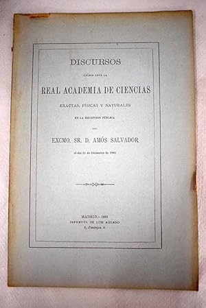 Seller image for Discursos ledos ante la Real Academia de Ciencias exactas, fsicas y naturales en la recepcin for sale by Alcan Libros