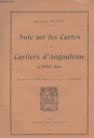 Bild des Verkufers fr Note sur les cartes et les cartiers d'Angoulme au XVIIIe sicle - Extrait du bulletin de la Socit archologie, historique et artistique Le Vieux Papier zum Verkauf von Le-Livre