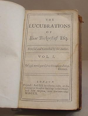 Image du vendeur pour The Lucubrations Of Isaac Bickerstaff Esq, Revised And Corrected By The Author Volume I - The Tatler [ volume I only ] mis en vente par Eastleach Books