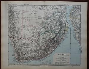 Southern African Transvaal Orange Free State Cape Town 1895 Stieler detailed map